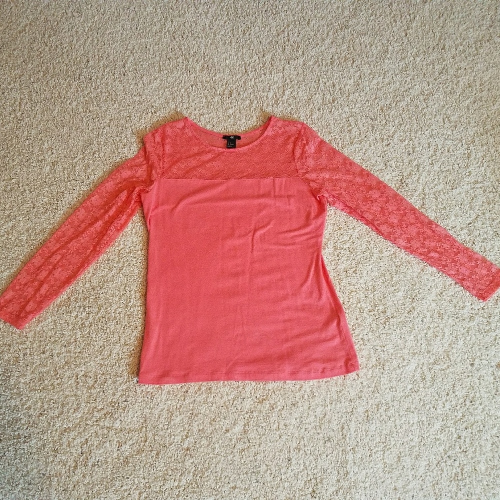 H&M Coral Lace Top